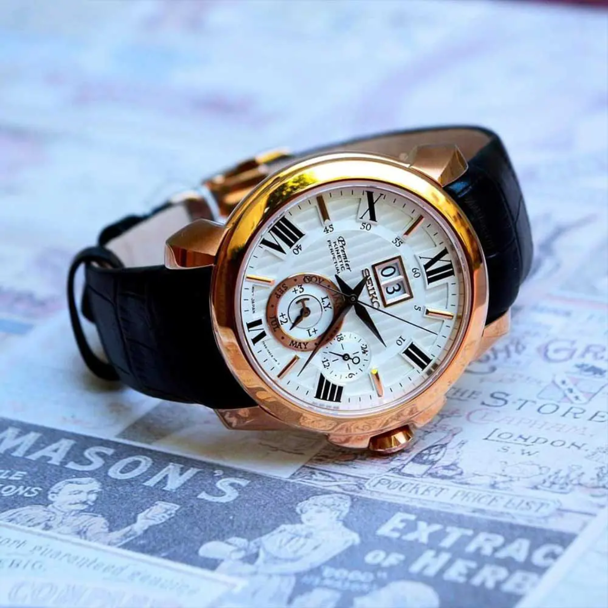 นาฬิกา SEIKO Premier Kinetic Perpetual Calendar Men's Watch รุ่น SNP150 SNP150P SNP150P1