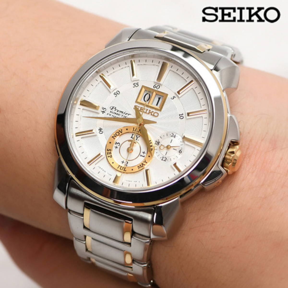 นาฬิกา SEIKO Premier Kinetic Perpetual Calendar Men's Watch รุ่น SNP166 SNP166P SNP166P1