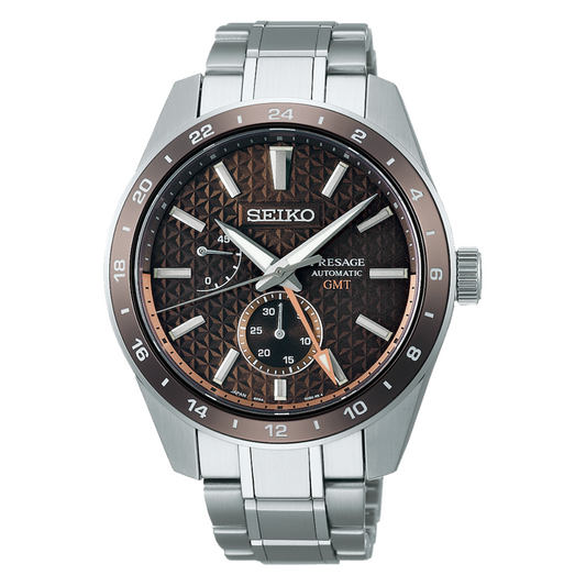 นาฬิกา SEIKO Presage GMT Sharp Edged Series 'Susutake' Dial Men's Watch รุ่น SPB225 SPB225J SPB225J1 Automatic