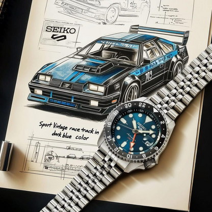 นาฬิกา SEIKO 5 Sports GMT รุ่น SSK045 SSK045K SSK045K1 'Velocity Blue' Vintage Car Special Edition