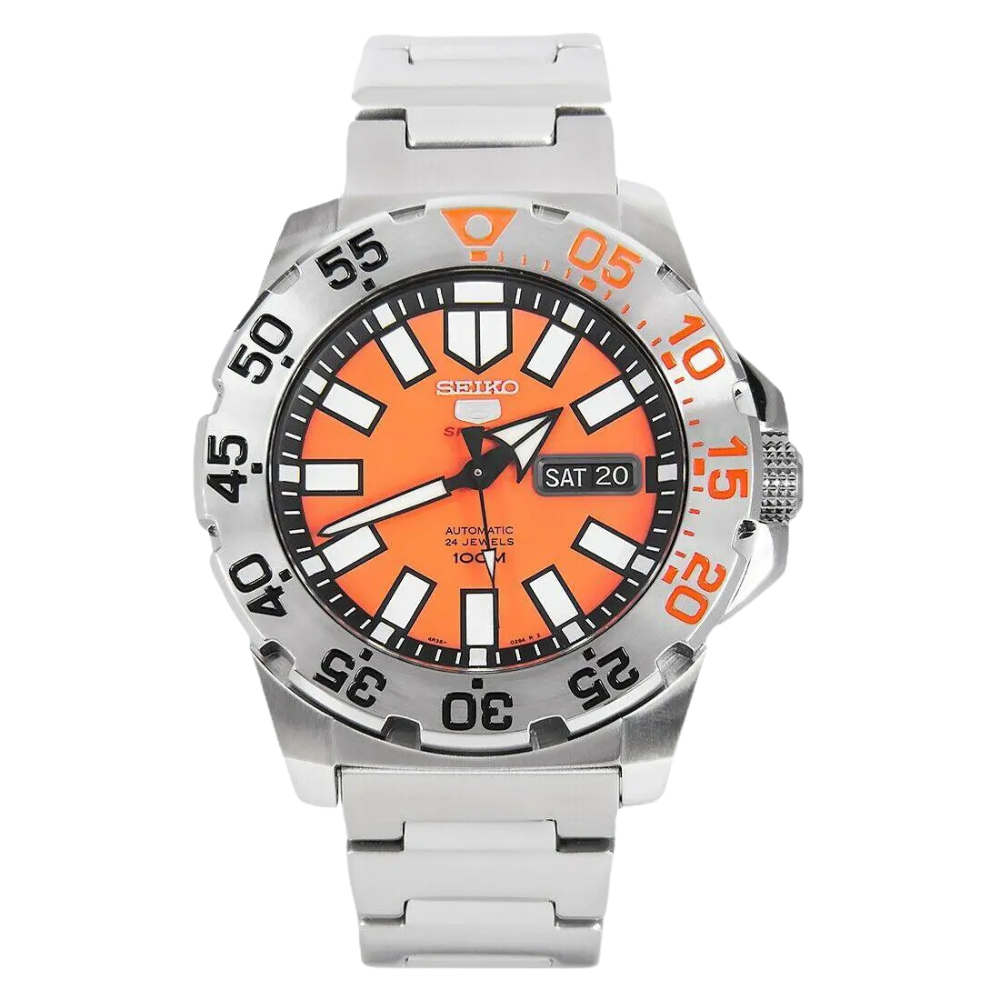 นาฬิกา SEIKO 5 Sports Baby Orange Monster Men's Watch รุ่น SRP483 SRP483K SRP483K1 Automatic